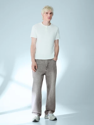 Bershka Jeansy O Kroju Baggy Mężczyzna Szary