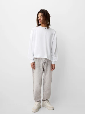 Bershka Jeansy O Kroju Baggy Mężczyzna Szary