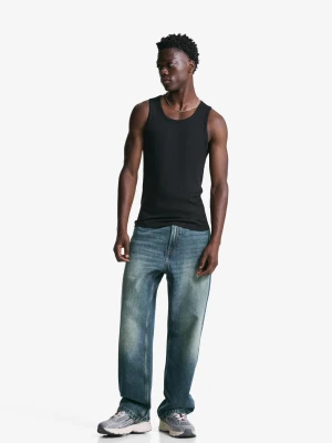Bershka Jeansy O Kroju Baggy Mężczyzna Zielony
