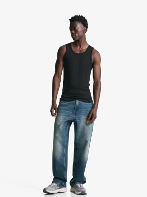 Bershka Jeansy O Kroju Baggy Mężczyzna Zielony