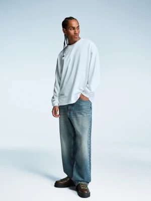 Bershka Jeansy O Kroju Baggy Mężczyzna Zielony