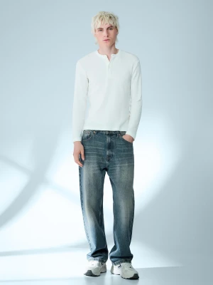 Bershka Jeansy O Kroju Baggy Mężczyzna Zielony