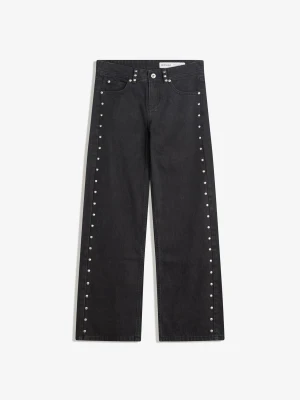Bershka Jeansy O Kroju Baggy Z Ćwiekami I Gwiazdami Kobieta Czarny