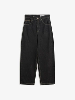 Bershka Jeansy O Kroju Baggy Z Laserowym Nadrukiem Edycja Limitowana Kobieta Ciemnoszary