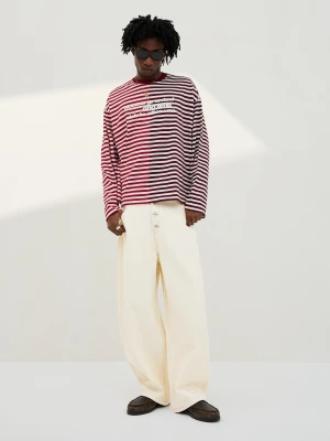 Bershka Jeansy O Kroju Barrel Mężczyzna Kremowy