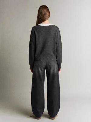 Bershka Jeansy O Kroju Barrel Z Wysokim Stanem Kobieta Czarny