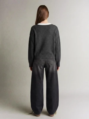 Bershka Jeansy O Kroju Barrel Z Wysokim Stanem Kobieta Czarny