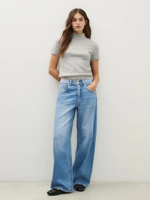 Bershka Jeansy O Kroju Barrel Z Wysokim Stanem Kobieta Wyblakły Niebieski