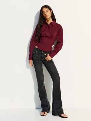 Bershka Jeansy O Kroju Bootcut Z Niskim Stanem Kobieta Czarny