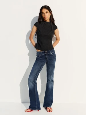 Bershka Jeansy O Kroju Bootcut Z Niskim Stanem Kobieta Granatowy