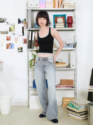 Bershka Jeansy O Kroju Boyfriend Kobieta Szary