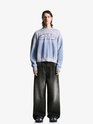 Bershka Jeansy O Kroju Extra Baggy Mężczyzna Czarny