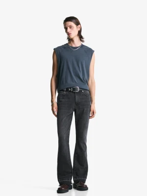 Bershka Jeansy O Kroju Flare Komfortowe Mężczyzna Czarny