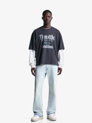 Zdjęcie produktu Bershka Jeansy O Kroju Flare Straight Mężczyzna Jasnoniebieski