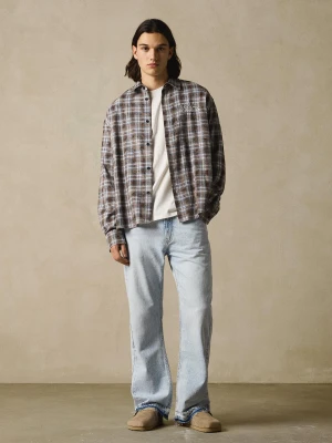 Bershka Jeansy O Kroju Flare Straight Mężczyzna Jasnoniebieski