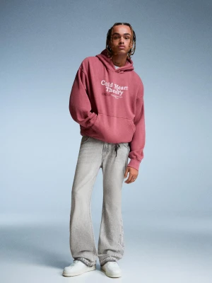 Bershka Jeansy O Kroju Flare Straight Mężczyzna Szary