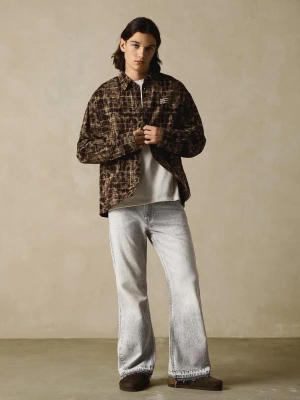 Bershka Jeansy O Kroju Flare Straight Mężczyzna Szary