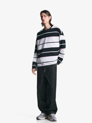 Bershka Jeansy O Kroju Loose Baggy Mężczyzna Czarny