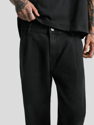 Bershka Jeansy O Kroju Loose Mężczyzna Czarny