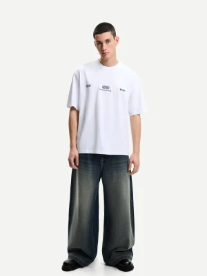Bershka Jeansy O Kroju Mega Baggy Mężczyzna Zielony