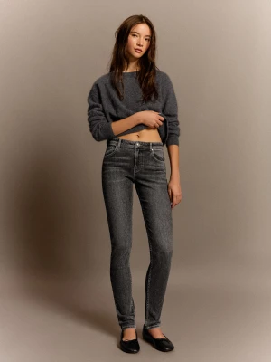 Bershka Jeansy O Kroju Skinny Z Wysokim Stanem Kobieta Ciemnoszary