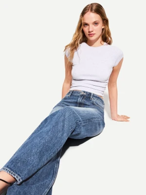 Bershka Straight Fit Jeans Kobieta Blue