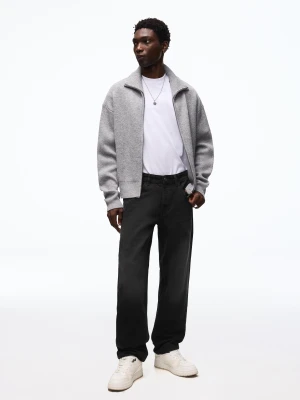 Bershka Jeansy O Kroju Straight Mężczyzna Czarny