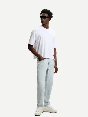 Bershka Jeansy O Kroju Straight Mężczyzna Jasnoniebieski