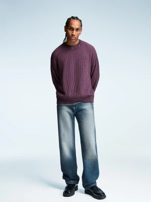 Bershka Jeansy O Kroju Straight Relaxed Mężczyzna Zielony
