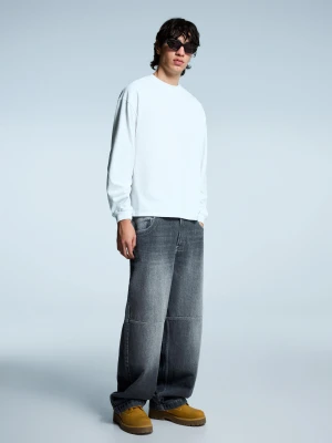 Bershka Jeansy O Kroju Super Baggy Mężczyzna Niebieski