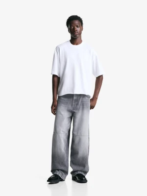 Bershka Jeansy O Kroju Super Baggy Mężczyzna Szary