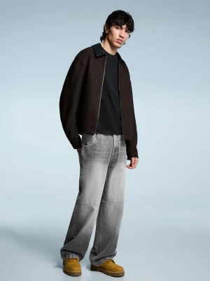 Bershka Jeansy O Kroju Super Baggy Mężczyzna Szary