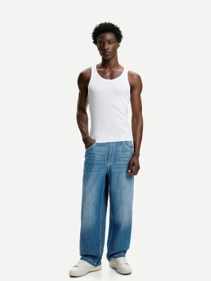 Bershka Jeansy O Kroju Super Baggy Mężczyzna Zielony