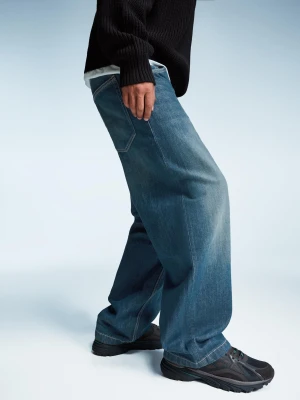 Bershka Jeansy O Kroju Super Baggy Mężczyzna Zielony