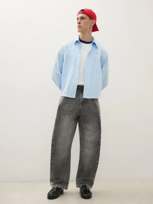 Bershka Jeansy O Kroju Twisted Fit Mężczyzna Szary