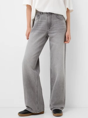 Bershka Jeansy O Kroju Wide Leg ’90S Kobieta Ciemnoszary