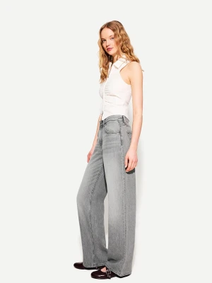 Bershka Jeansy O Kroju Wide Leg ’90S Kobieta Ciemnoszary