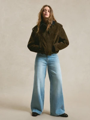Bershka Jeansy O Kroju Wide Leg Kobieta Wyblakły Niebieski