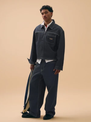 Bershka Jeansy Skater Mężczyzna Granatowy