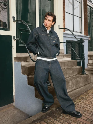 Bershka Jeansy Skater Mężczyzna Granatowy