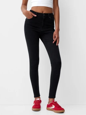 Bershka Jeansy Skinny Z Bardzo Wysokim Stanem Kobieta Czarny