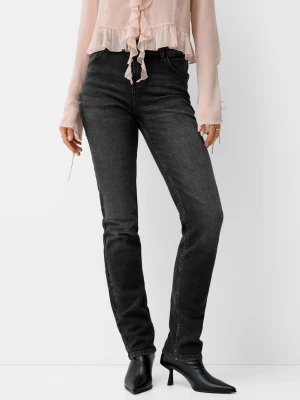 Bershka Jeansy Slim Fit Kobieta Czarny