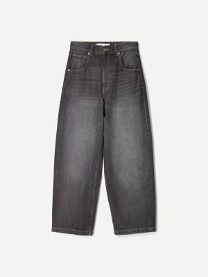 Bershka Jeansy Super Baggy Mężczyzna Ciemnoszary