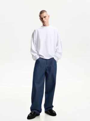 Bershka Jeansy Super Baggy Mężczyzna Granatowy