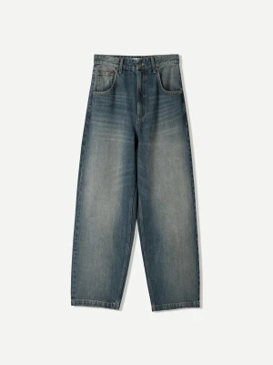 Bershka Jeansy Super Baggy Mężczyzna Zielony