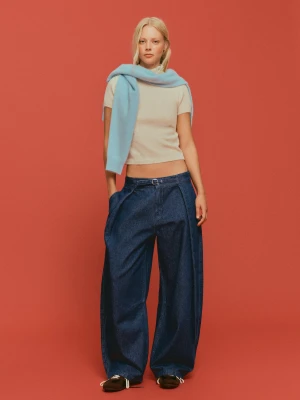 Bershka Jeansy Typu Twisted Z Zakładkami Kobieta Niebieski