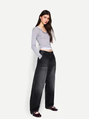 Bershka Jeansy W Stylu Skater Kobieta Czarny