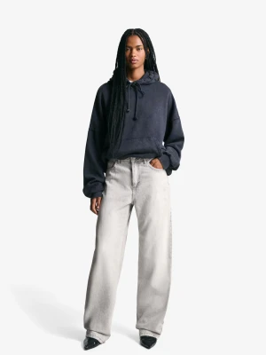 Bershka Jeansy Wide Leg Barrel Kobieta Szary