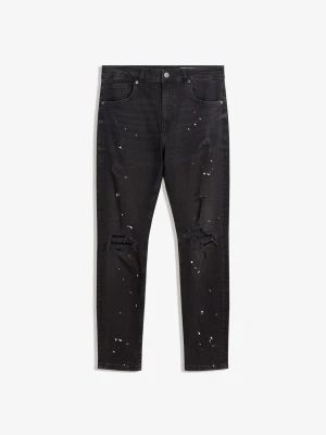 Bershka Jeansy Z Dziurami Mężczyzna Czarny