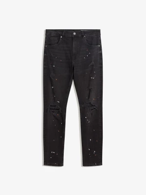 Bershka Jeansy Z Dziurami Mężczyzna Czarny